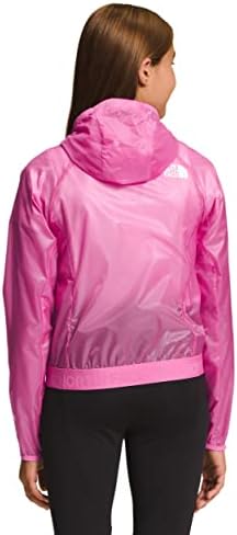 North Face Girls 'nikad ne zaustavljaju jaknu od vjetra s kapuljačom, super ružičasta, velika