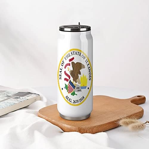 Illinois državna zastava brtvena američka izolirana koka čaša boca s bocama toplinskog vrpca od nehrđajućeg čelika s poklopcem