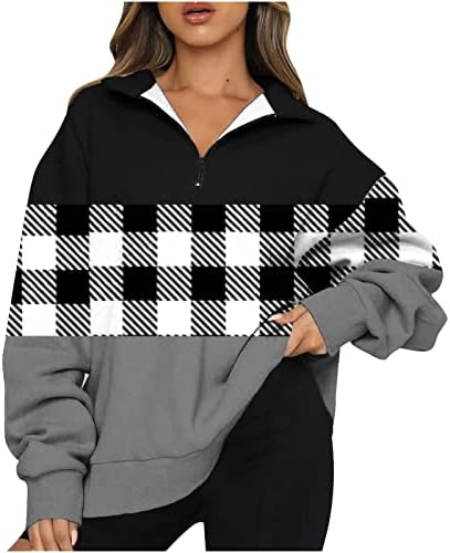 Kuaileya žena pola zip pulover modni preveliki vrhovi za ženske polovine zip pulover dukserice dugih rukava kvarta