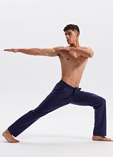Muške pamučne joge treniske za vježbanje hlače otvorene dno atletske dnevne hlače labave muške znojne hlače s džepovima