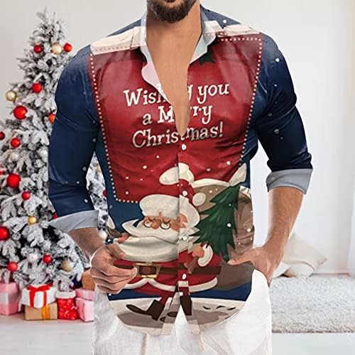 Muška božićna novost košulja ružna Djed Mraz Claus gumb Donji vrhovi dugi rukavi smiješni slatki božićni odmor kostima košulje košulje