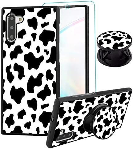 Slučaj Sakuulo Samsung Galaxy S10, [Screen Protector + Kickstand] Dizajn za ispis krava, Tekstura guma protiv klizanja, lagana ultra