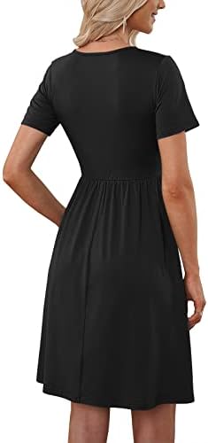Ljetne haljine za žene 2023 ležerna majica s izrezom u obliku slova u, kratkim rukavima, visokim strukom, valovita haljina s gumbima