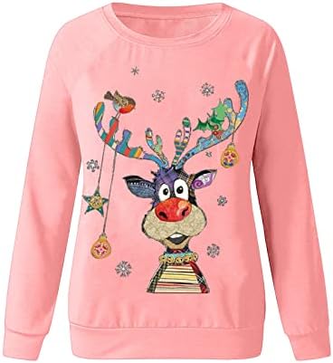 Ružni vrhovi ženska božićna dukserica smiješni gmaz alkohol tisak majice dugih rukava novost slatka majica pulovera