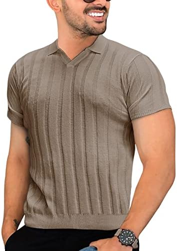 Muški casual tanki fit basic vrhovi majica kratkih rukava majice majice rible pleteni pulover s puloverom