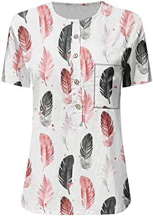Bluze za ženske plus veličine kratke rukave V-izrez koji izlaze vrhovi cvjetni ispis labave fit grafičke majice