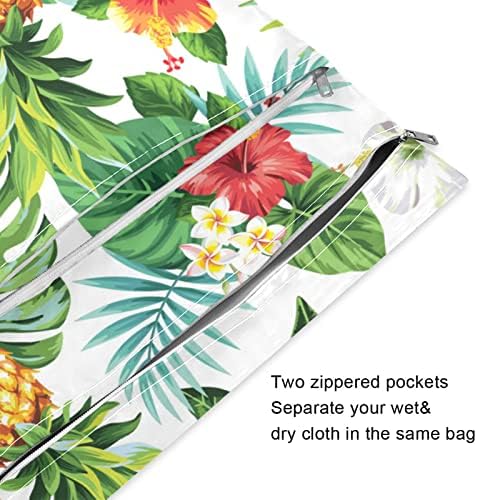 Kigai tropski ananas2 mokre suhe vrećice za dječje tkanine pelene vodootporne mokre vrećice s 2 džepa s patentnim zatvaračem za putničke