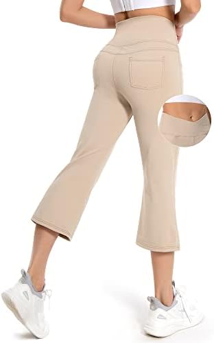 G4free Capri hlače za žene križanje struka bootcut joga hlače Strechy capri gamaše s 4 džepa