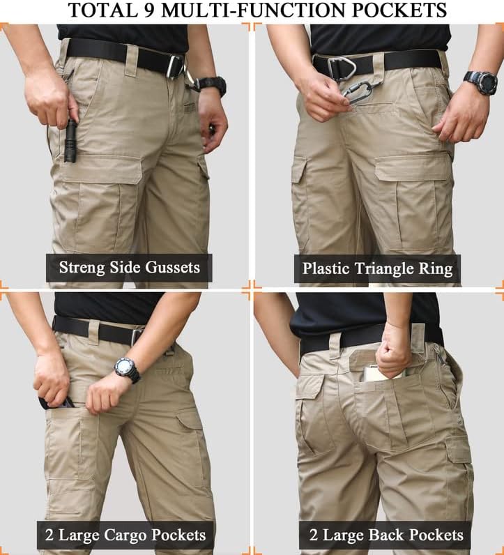 Navekull muške taktičke hlače na otvorenom laganom ripstop Vojnim planinarskim radnim hlačama s 9 džepa