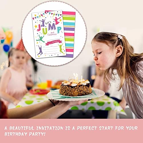 Tirywt skok za rođendanske pozivnice, 4 x 6 Trampoline House House Pozivnice za zabavu s omotnicama za dječake djevojke-yqk-a43