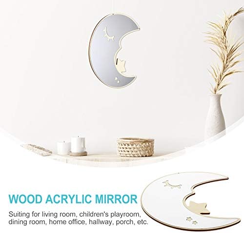 Prilagođeno kreativno Mjesečevo ogledalo drvena Akrilna zrcalna zidna naljepnica zidna umjetnost za dječju spavaću sobu uređenje doma