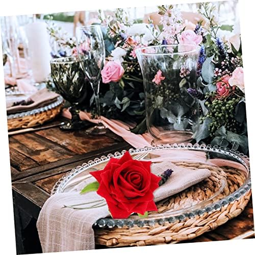 Garvalon 4PCS ruža salveti prstenovi rustikalni stol dekor proljetni salveti prstenovi ukrasi čajanke za vjenčani stol dekor Valentinova