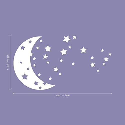 Naljepnice za vinil zidne umjetnosti - Mjesec i zvijezde - 17 x 30 - Slatki noćni prostori za djecu za djecu tinejdžere za spavaću