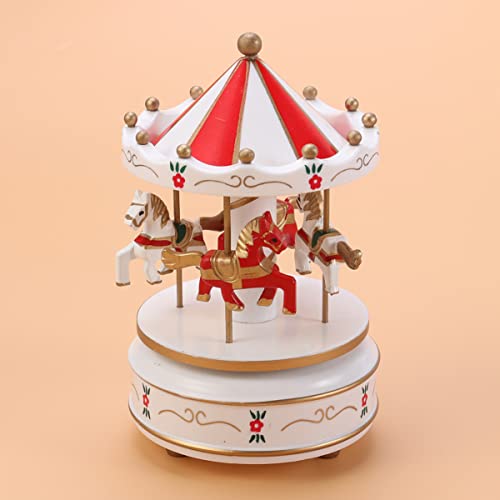 Homoyoyo kutija za okrugli dan djece- Crveni glazbeni konj, vesela- figurica rotirajuća drvena valentina kralježnica rođendan ukrasna