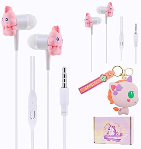 Dječja ušnih ušiju 2 paketi jednorog ušne ušice za djecu Slatke slušalice s ključevima s futrolom za skladištenje ključeva ožičene