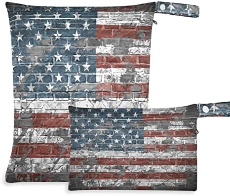 Zzxxb retro američka zastava vodootporna mokra vrećica za višekratnu upotrebu pelena mokra suha torba s patentnim zatvaračem za putničke