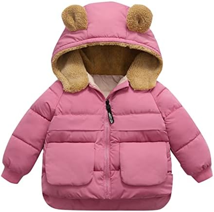 JJHAEVDY BAYS BOYS GIRLS PUFER SCACHE Zima toplo runo podstavljeno jakne medvjede uši s kapuljačom lagana vanjska odjeća