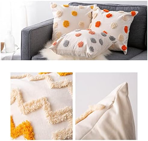 Zhuhw ručno izrađena geometrijska vezana jastuka narančasta siva polka točkica jastuka Poklopac ukrasni jastučnica jastuka duboka 45x45