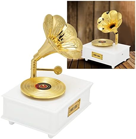 4.3x 3.3x 5.9in retro fonograf oblika glazbena kutija klasična zlatna truba karata u nebu mini glazbeni okvir za ukrasne ukrase Žene