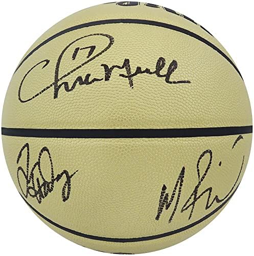 Chris Mullin, Tim Hardaway & Mitch Richmond potpisali su Wilson Gold Indoor/Outdoor NBA košarka - Košarka s autogramima