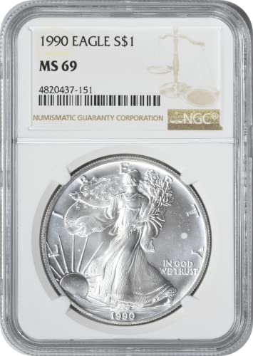1990. p $ američki srebrni orgle ngc ms69