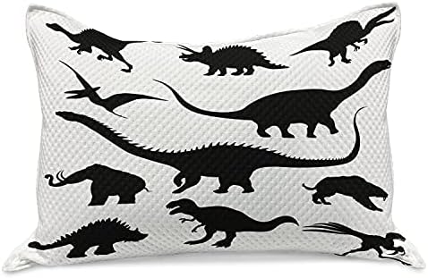 Ambasonne Dinosaur pleteni jastuk od prekrivača, razne crne dino siluete Jurja evolucija izumiranje životinje grabežljivce, standardni