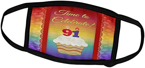 3Drose Beverly Turner Rođendanski dizajn - Cupcake, brojevi svijeće, vrijeme, proslavite 91 -godišnju pozivnicu - maske za lice