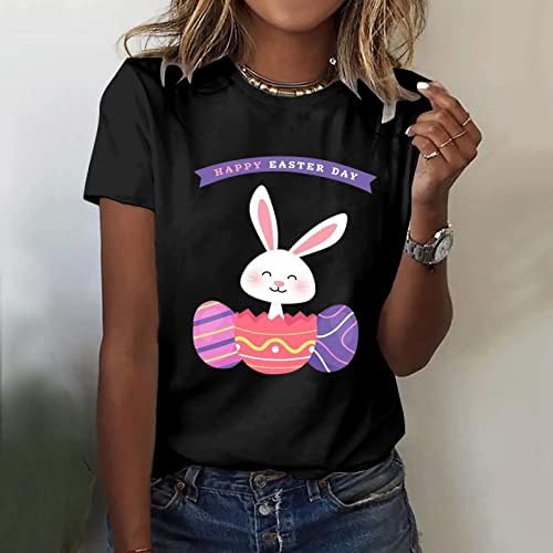 Majica Happy Uskrs Day Slatka zečja jaja grafičke majice casual okrugli vrat kratki rukavi majice majice za odmor
