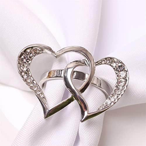 Sfmzcm 12pcs dvostruki srčani salveti prstenovi srčana salveta od legura salvete prstenovi
