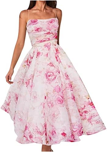 Maturalne haljine za žene s cvjetnim naramenicama za špagete, balske haljine bez leđa, Maksi bujna večernja haljina, haljina princeze