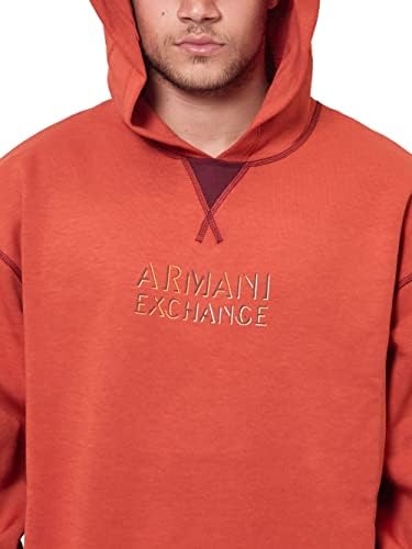 A | X Armani Exchange muški tiskani trenir s kapuljačom s kontrastnim manžetima