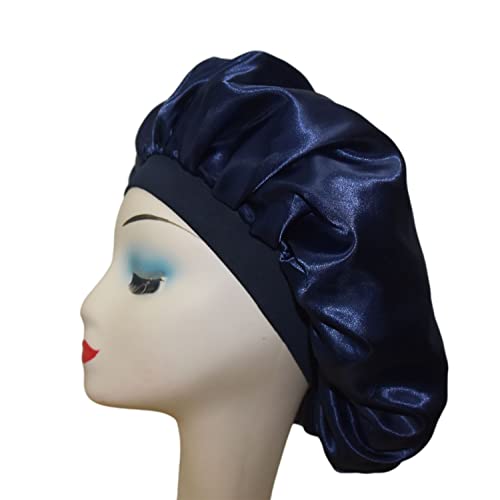Kraljevski svileni šešir za spavanje satenski šešir sa širokom elastičnom trakom dvostrani dvoslojni šešir velika ženska pletenica