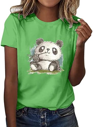 Ladies Ljetni vrhovi pamučna mješavina majice s kratkim rukavima s govoreći smiješne slatke životinje grafički pulover majice