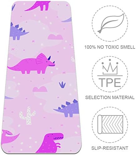 Siebzeh ružičasti i ljubičasti pastelni dinosauri Premium debela joga prostirka ekološka guma za zdravlje i fitness ne klipina za sve