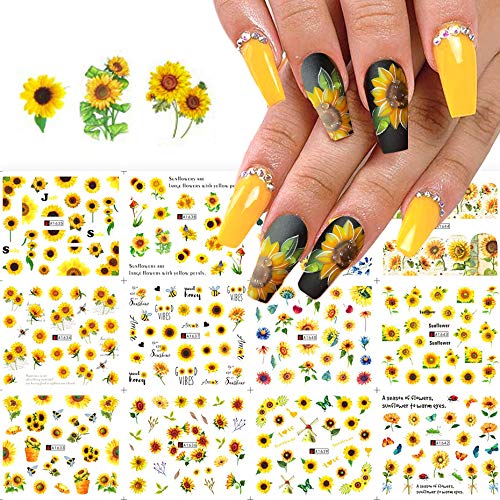 Suncokretove naljepnice za nokte cvjetni cvjetni naljepnice za prijenos vode za nokte Folije za nokte Nabavite male cvjetove cvijeća