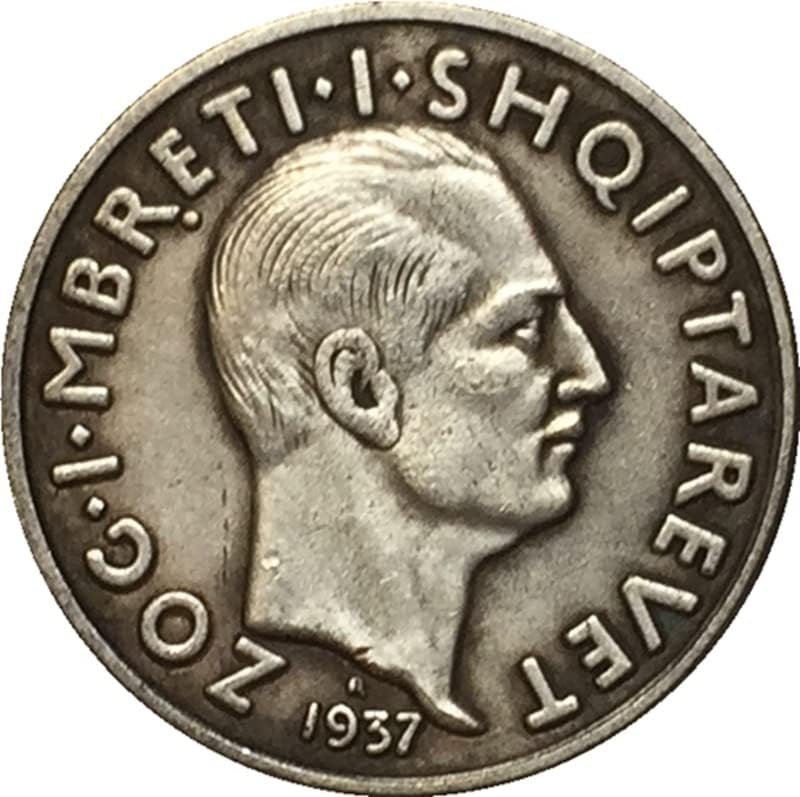 Čisti bakreni srebrni stanični antikni srebrni novčić albanski novčić 1937 zanatska kolekcija