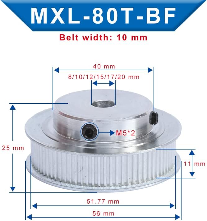 1 komad MXL-80T Vremenskog remenica Veličina provrta 8/10/12/15/17/20 mm širina kotača kotača širina 11 mm podudara se MXL razvodni