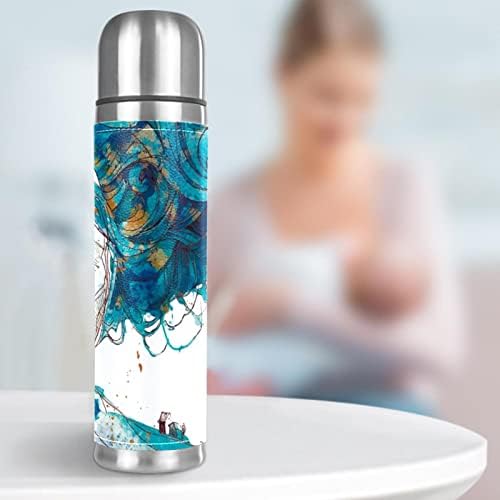 Akvarel Sažetak Djevojčica Vakuum izolirana Termos boca od nehrđajućeg čelika 16oz, boca vode bez propuštanja bez upotrebe BPA s poklopcem