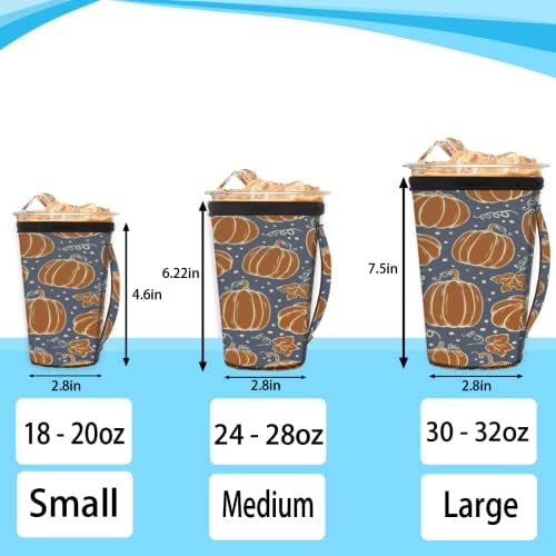 Ručno nacrtani uzorak bundeve za višekratnu upotrebu ledene kave s ručicom neoprene čahura za sodu, latte, čaj, pića, pivo