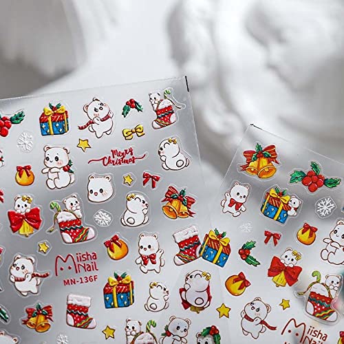 Bybycd božićne naljepnice za nokte Relief Umjetnički ukrasi za samo ljepljivu Elk Djed Mraz snježni pribor za manikuru