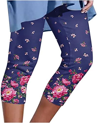 Vintage gamaše za ženske majke poklon cvjetni otisak capri vitka nogu joga hlače elastične kompresije ošišane hlače