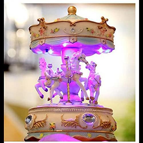 Mxiaoxia karusel vjenčani dekor rođendan lampica retro smola Music Box Home