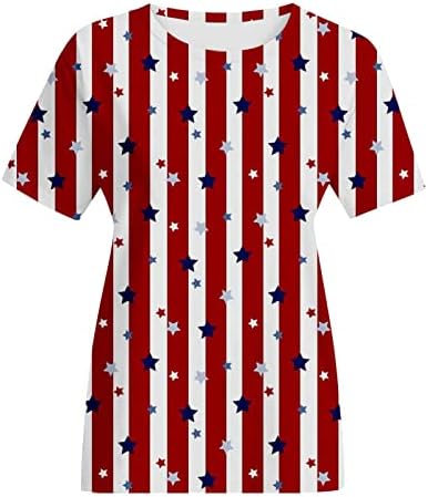 Ženska majica američke zastave Patriotska majica USA zastave Tee 4. srpnja majice okrugli vrat bluza ljetni vrhovi kratkih rukava