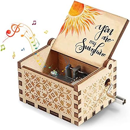 Qixibri ti si moje sunčane drvene glazbene kutije, drvena kutija za ručno ručice, vintage laserski ugravirani mali personalizirani