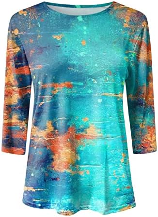 Ženski proljetni vrhovi modni print okrugli vrat lagano ležerno majice od sedam rukava Top Lightweight 2023 tunika bluza