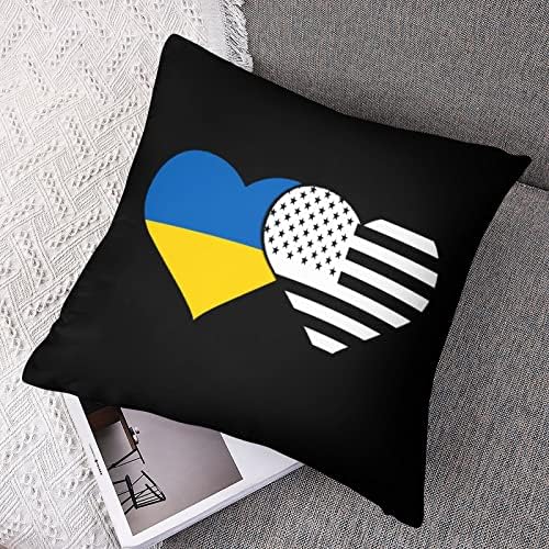 Ukrajinska zastava i američka zastava set od 2 jastuka za jastuke kvadratne jastuke za jastuke za kauč kauč dekorativni automobil za