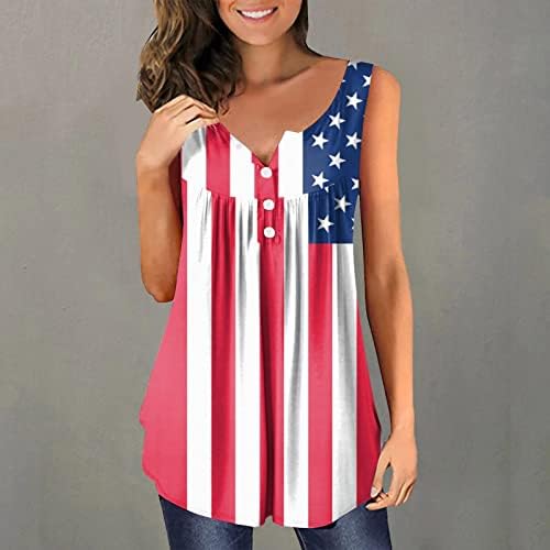 Ženske povremene košulje moda plus veličina neovisnosti Dan američke zastave Printanje gumba kratkih rukava V-izrez pulover vrh