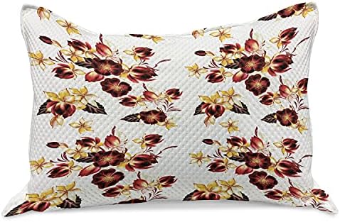 Ambasonne cvjetovi pleteni prekriveni jastuk, buketi sa starim modnim divljim cvjetovima retro stilski dizajn korzeta, standardni poklopac